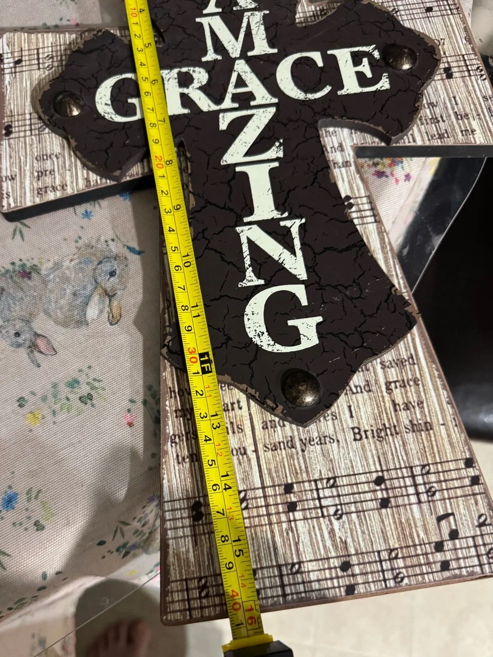 Amazing Grace Decorative Wall Cross - Rustic Brown & Cream